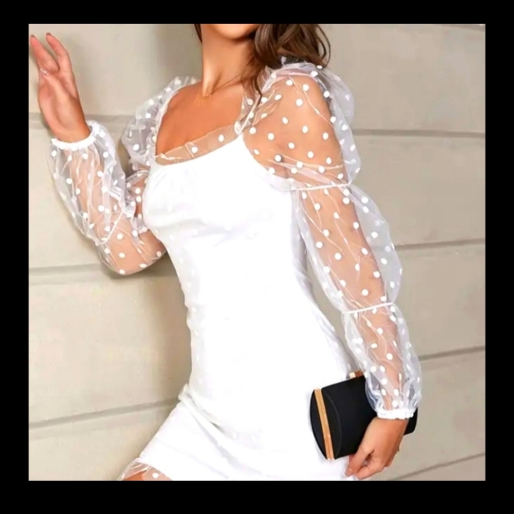 Adorable polka dot white dress. Larger sizes coming